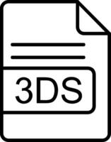 3ds archivo formato línea icono vector