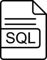 sql archivo formato línea icono vector