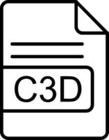 c3d archivo formato línea icono vector
