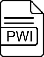 PWI File Format Line Icon vector