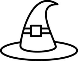 icono de línea de sombrero de bruja vector