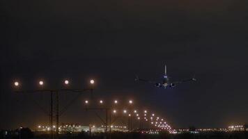 Airplane landing at night video