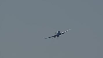 Airplane executing aerial turn video