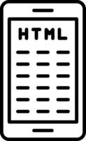 icono de línea de codificación móvil vector