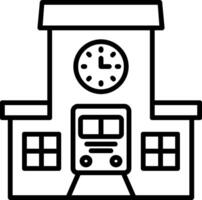 tren estación línea icono vector