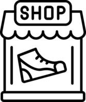 icono de línea de tienda de zapatos vector