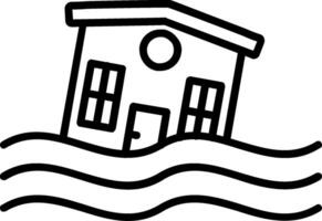 Flooded House Line Icon vector