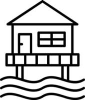 Beach Hut Line Icon vector