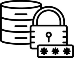 Secured Database Line Icon vector