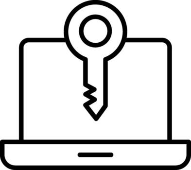 computadora llaves línea icono vector