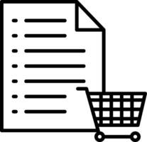 icono de línea de lista de compras vector