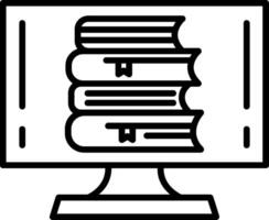 icono de línea de biblioteca en línea vector