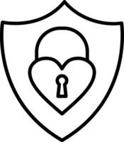 heart lock Line Icon vector