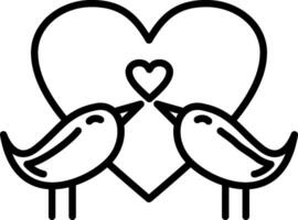 amor aves línea icono vector