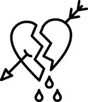 roto corazón línea icono vector