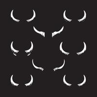 Animal Horns Icon, White Horn Logo Symbols Isolated On Black Background , Steer Horns vector