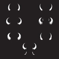 Horns Of Different Animals Icon Illustrations On Black Background vector