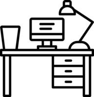 icono de línea de mesa de trabajo vector