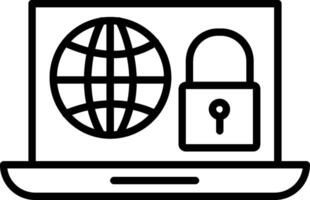 icono de línea de seguridad de internet vector