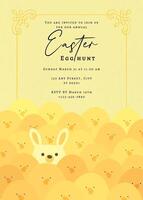 Easter Egg Hunt Invitation Card Template with Bunny and Little Chickens