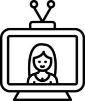 icono de línea de televisión vector