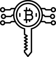 bitcoin llave línea icono vector