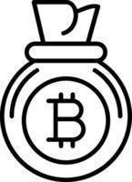 bitcoin bolso línea icono vector