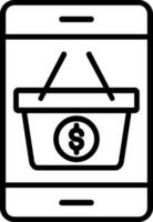 Mobile Shopping Line Icon vector
