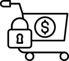 Secure Online Shopping Line Icon vector