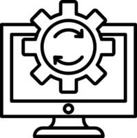 icono de línea de procesamiento de datos vector