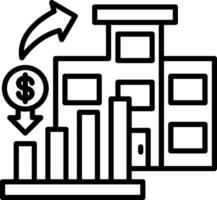 mercado inversión línea icono vector