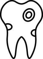 icono de línea de caries vector