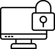 Locked Computer Line Icon vector