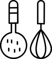 icono de línea de utensilios de cocina vector