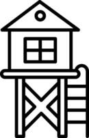 Lifeguard Tower Line Icon vector