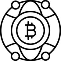 Global Bitcoin Line Icon vector