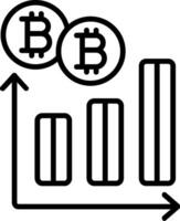 bitcoin grafico línea icono vector