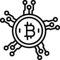 bitcoin red línea icono vector