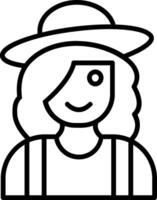 Farmer Female Line Icon vector