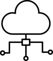 icono de línea de computación en la nube vector