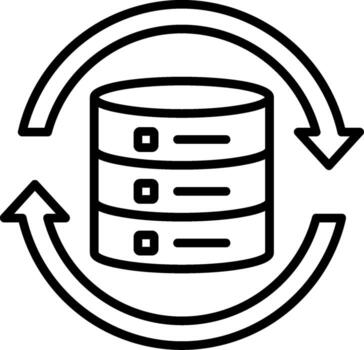 icono de línea de sincronización de datos vector
