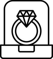 icono de línea de anillo de diamante vector