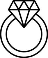 icono de línea de anillo de diamante vector