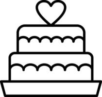 icono de línea de pastel de boda vector