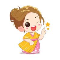 girl in traditional costume cartoon character logo vector