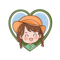 a cute girl with a heart shape behind it vector