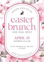 Pink White Minimalist Easter Brunch Invitation Card template