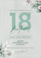 Minimalist 18th Birthday Party Invitation Card template