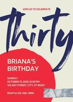 Red Blue Thirty Birthday Invitation template