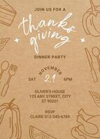 Thanksgiving Dinner Invitation Doodle Themed template